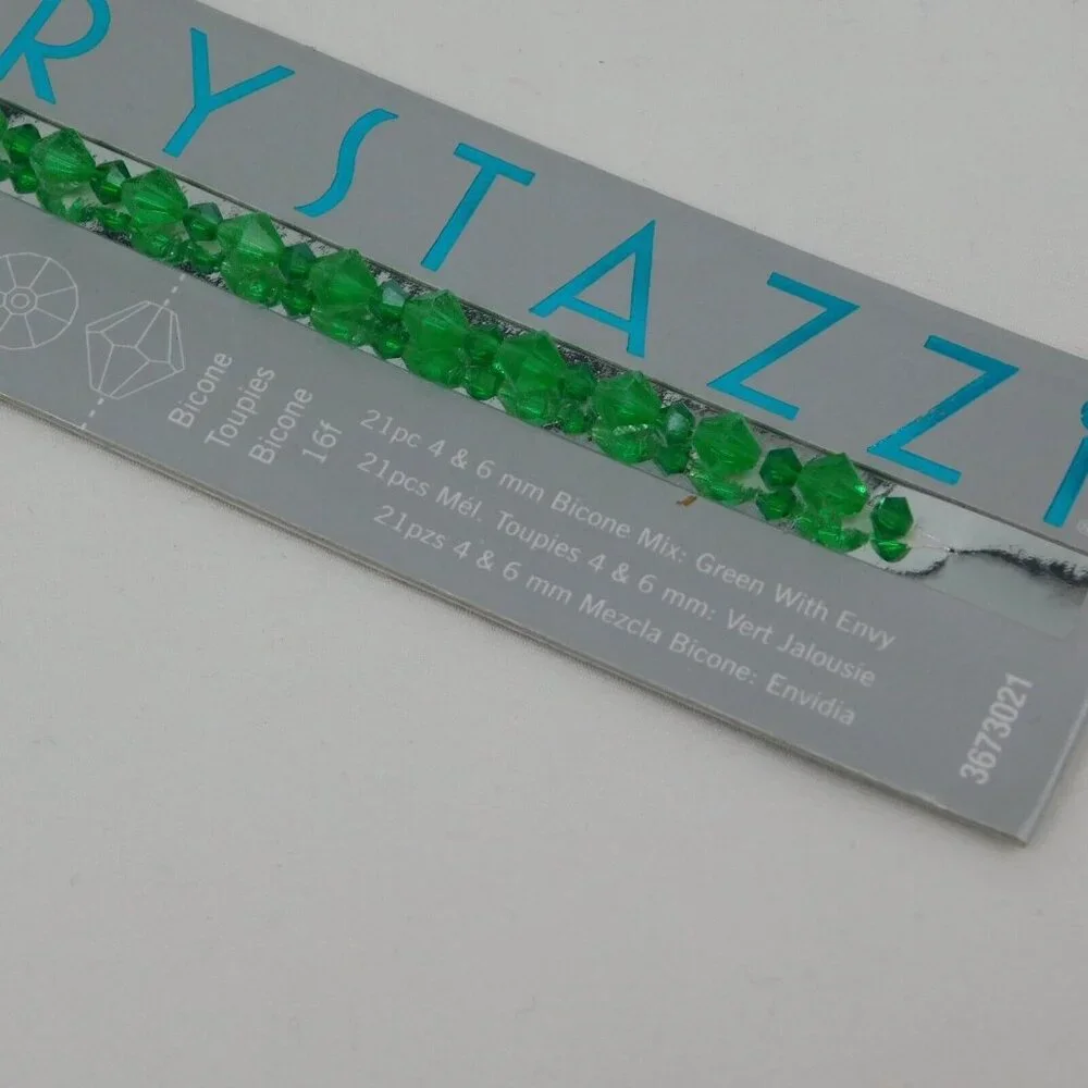 Crystazzi Beads Lot of 6 Mixed Colors Sizes Red White Green Round Bicone 4mm-8mm